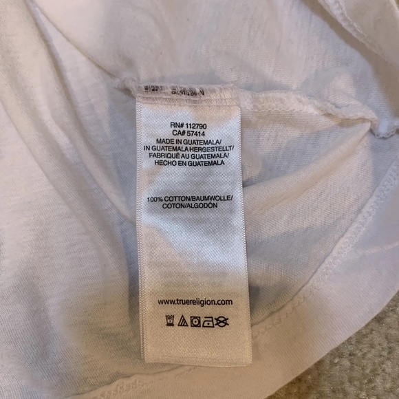 True Religion White T-Shirt Mens Size L Crew Velvet Logo Crafted Pride 104761 - Picture 6 of 10